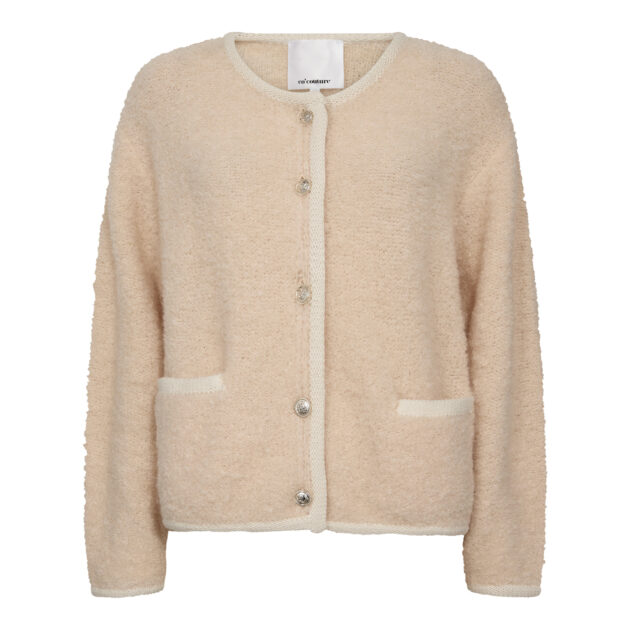 Co´Couture Cardigan - RawCC Pointelle Tie Cardigan i Champagne